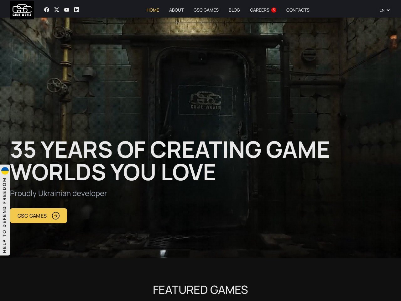 Знімок екрана сайту GSC Game World