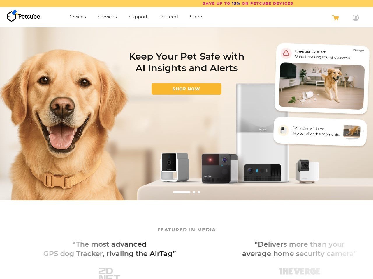 Знімок екрана сайту Petcube